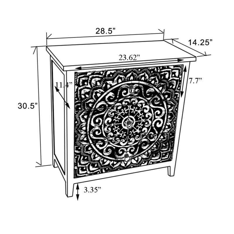 Rustic Natural and Whitewashed Wood Floral 3-Drawer Chest - 30.5" H x 28.5" W x 14.25" D