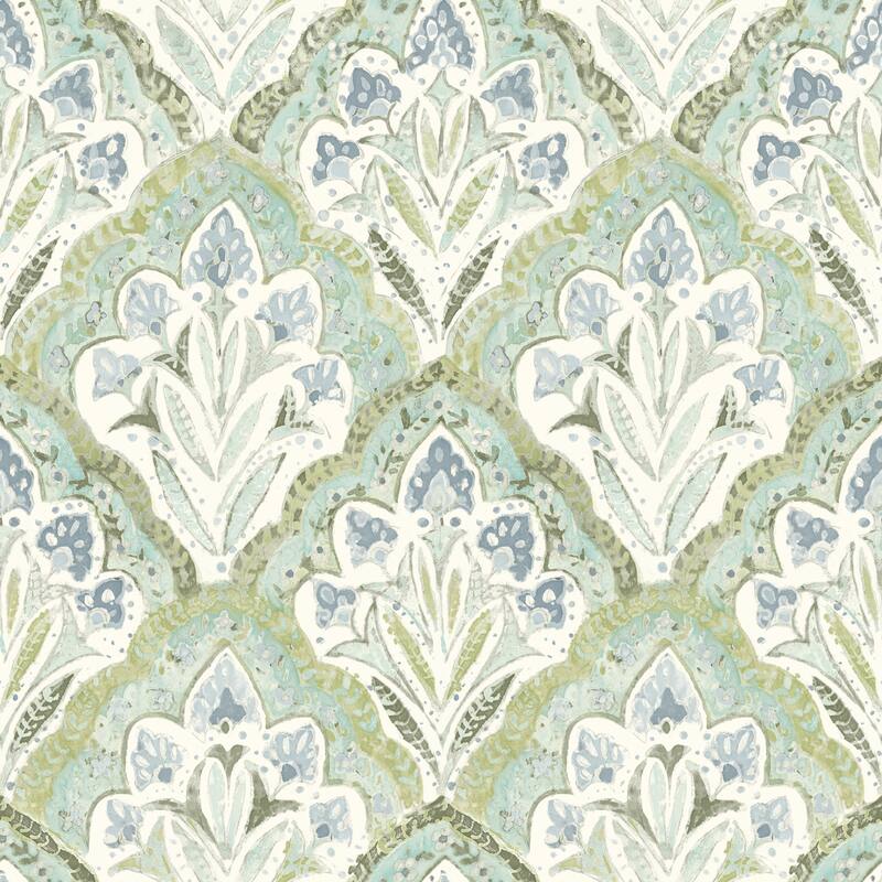 Chesapeake Mimir Aquamarine Quilted Damask Wallpaper