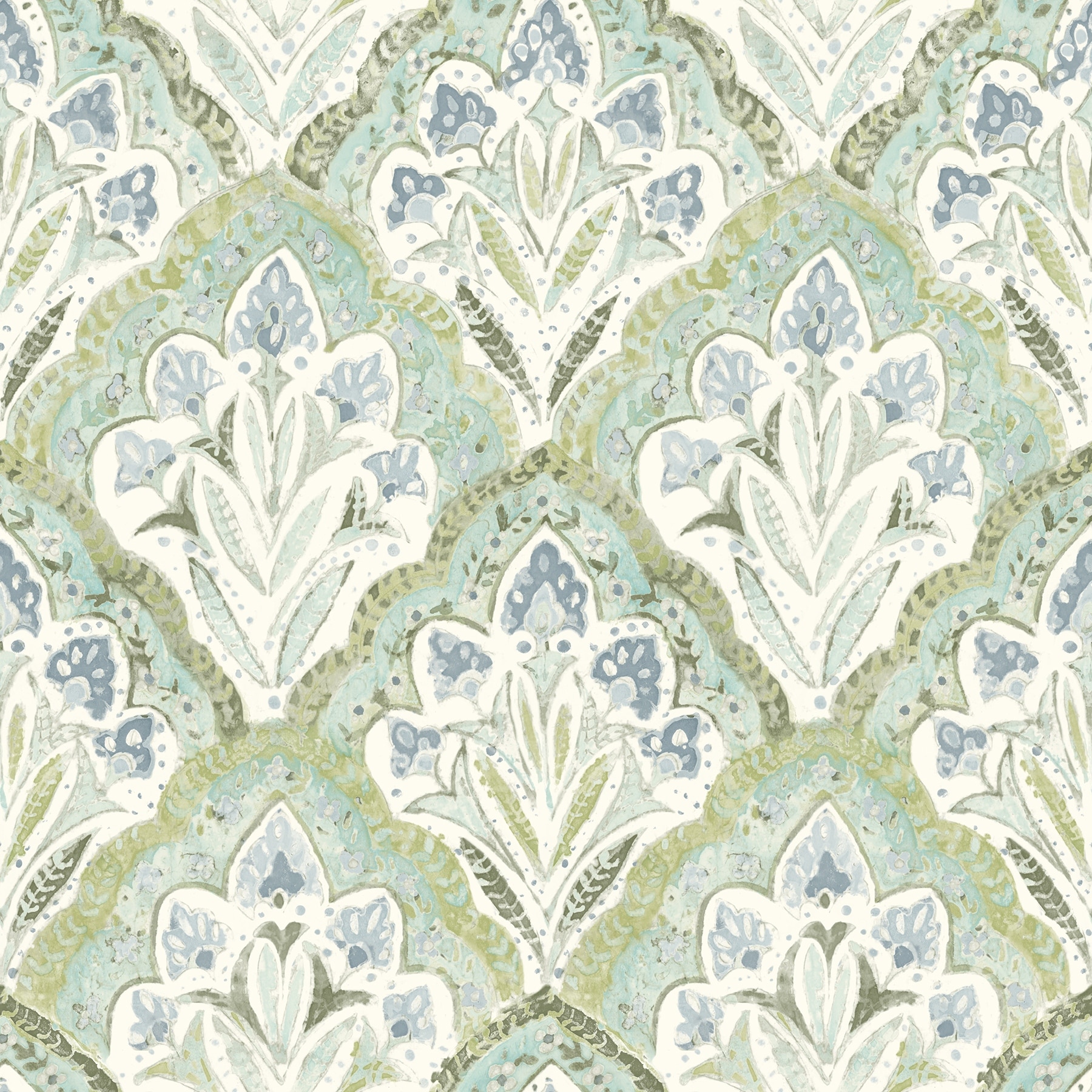 Chesapeake Mimir Aquamarine Quilted Damask Wallpaper
