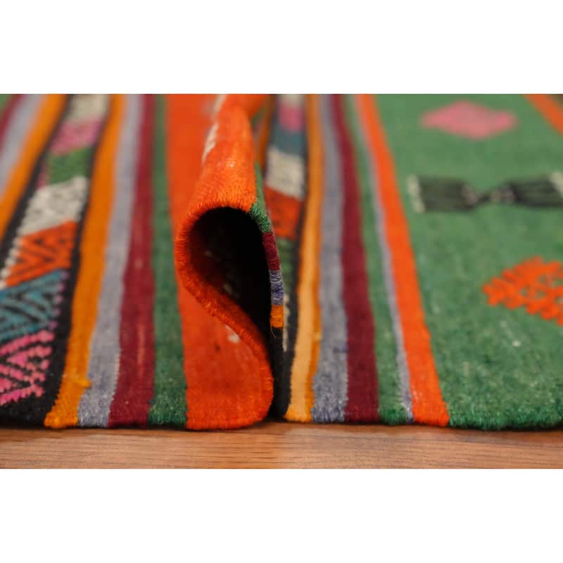 Hand Woven Oriental 100% Wool Carpet Southwestern Tribal Multi-Colored Kilim Area Rug - 8' 8'' X 5' 4''