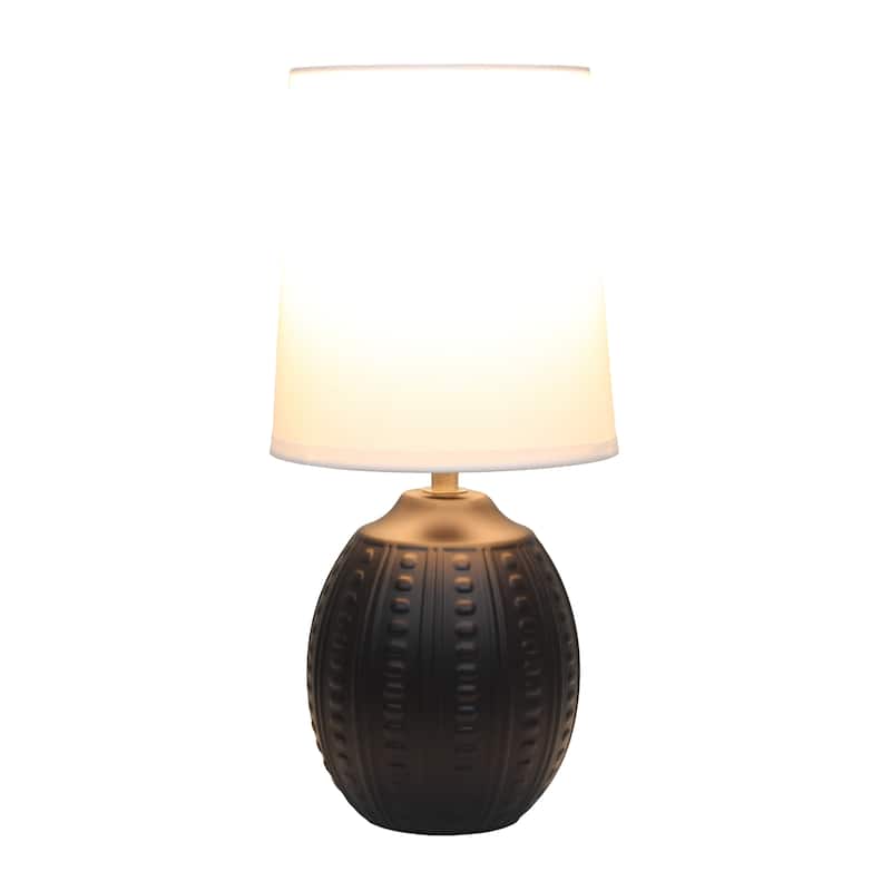 Ceramic Oval Table Lamp with Fabric Shade for Bedroom, Living Room - 6 x 6 x 13 in. (L x W x H)