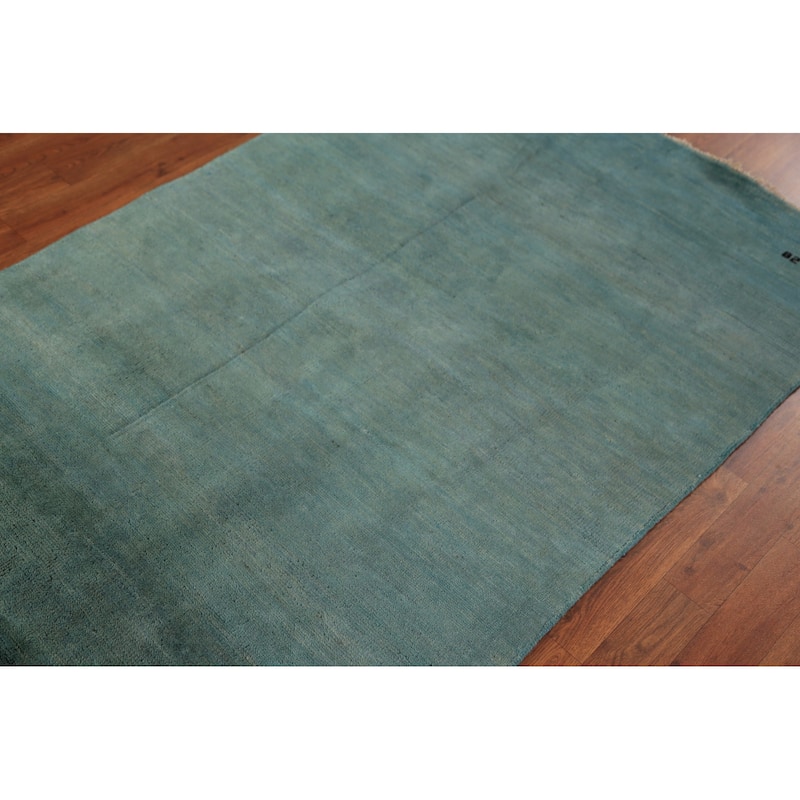 Modern Green Gabbeh Oriental Area Rug Bedroom Handmade Wool Carpet - 3'7" x 5'9"