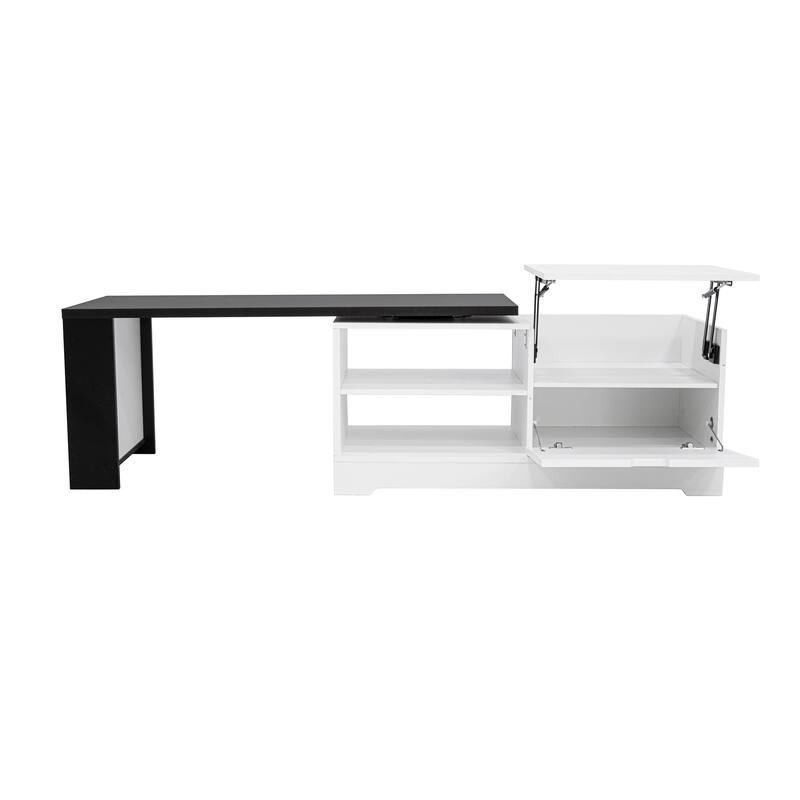 Farmhouse Lift Top Coffee Table, Wood Rectangular Center Table with Hidden Storage, Barn Doors, Open Cabinet