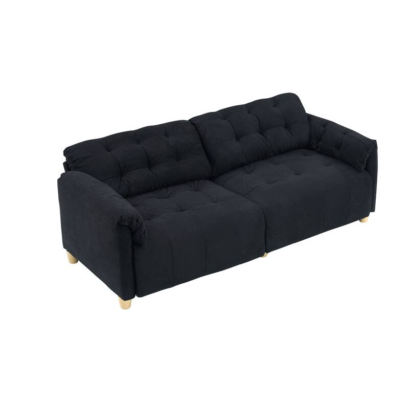 83.1" Flannelette 3-Seater Sofa with High-Density Foam, Solid Wood Frame, Easy Assembly