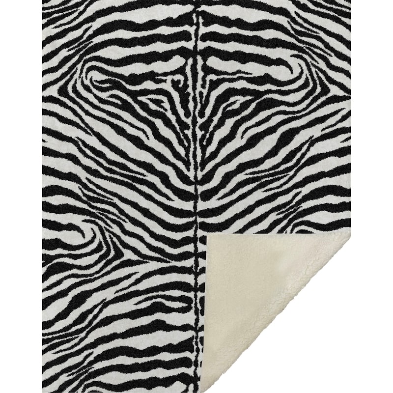 Premium Machine Washable ASB42 Tiger Print Sherpa Throw Blanket