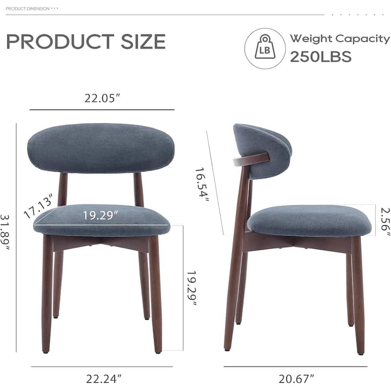 Modern Fabric Upholstered Kitchen Side Chairs, Farmhouse Dining Room Chair with Foot Pegs
