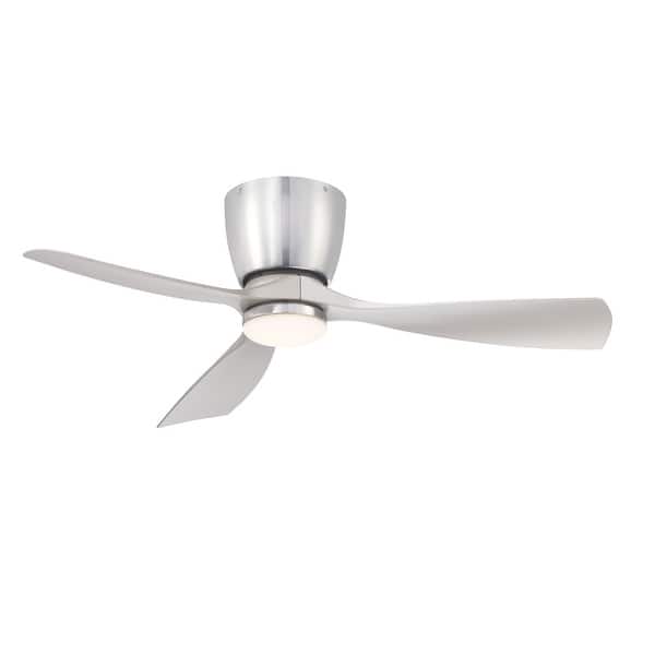 slide 2 of 7, Fanimation Klinch 44 inch Indoor/Outdoor Flush Mount Ceiling Fan with LED Light Kit and Remote - Brushed Nickel