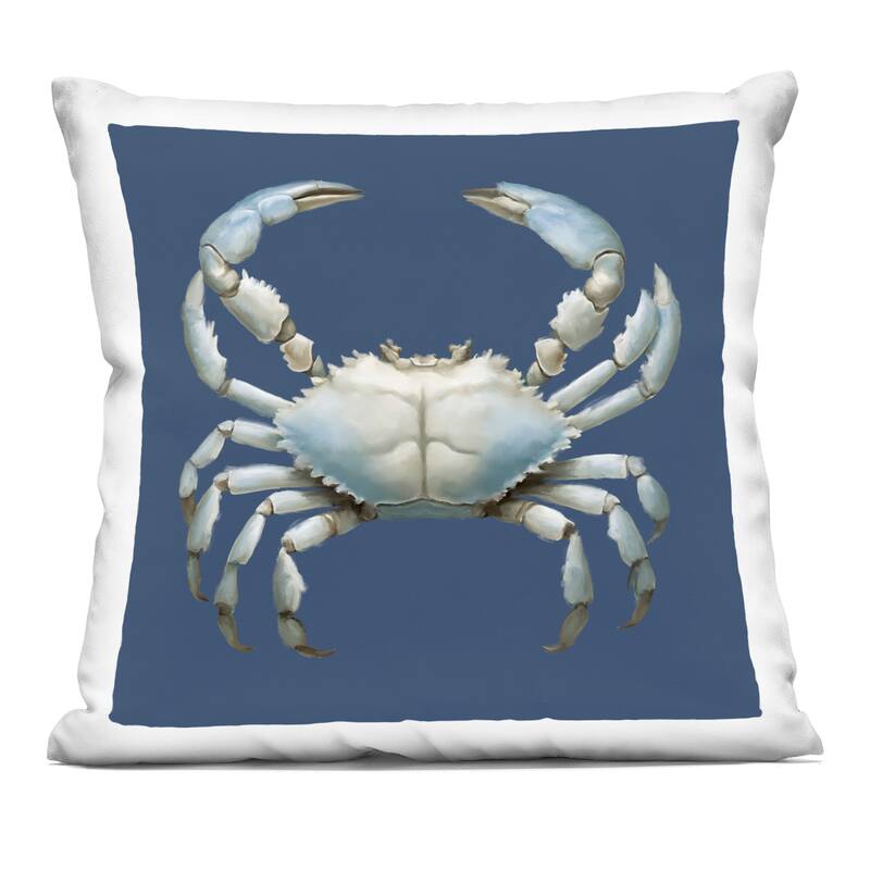Stupell Detailed Aquatic Blue Crab Decorative Printed Throw Pillow Design by Elizabeth Medley - Accent - Polyester - Blue - Single