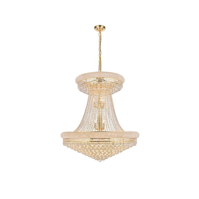 Elegant Lighting Gold Royal-cut 36-inch Crystal Clear Large Hanging Chandelier