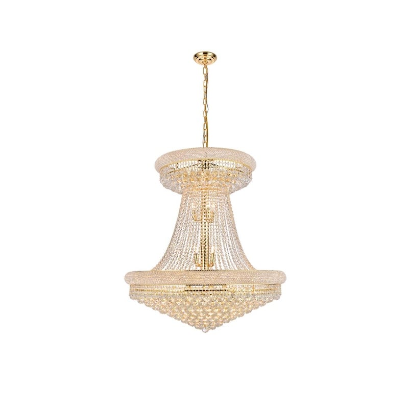 Elegant Lighting Gold Royal-cut 36-inch Crystal Clear Large Hanging Chandelier