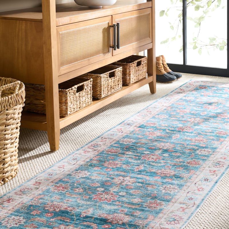 Martha Stewart Radina Machine Washable & Slip Resistant Rug - 2'6" x 8' Runner - Green/Beige