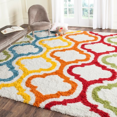 SAFAVIEH Kids Shag Ivetta Moroccan Rainbow Nursery Playroom 2-inch Thick Rug