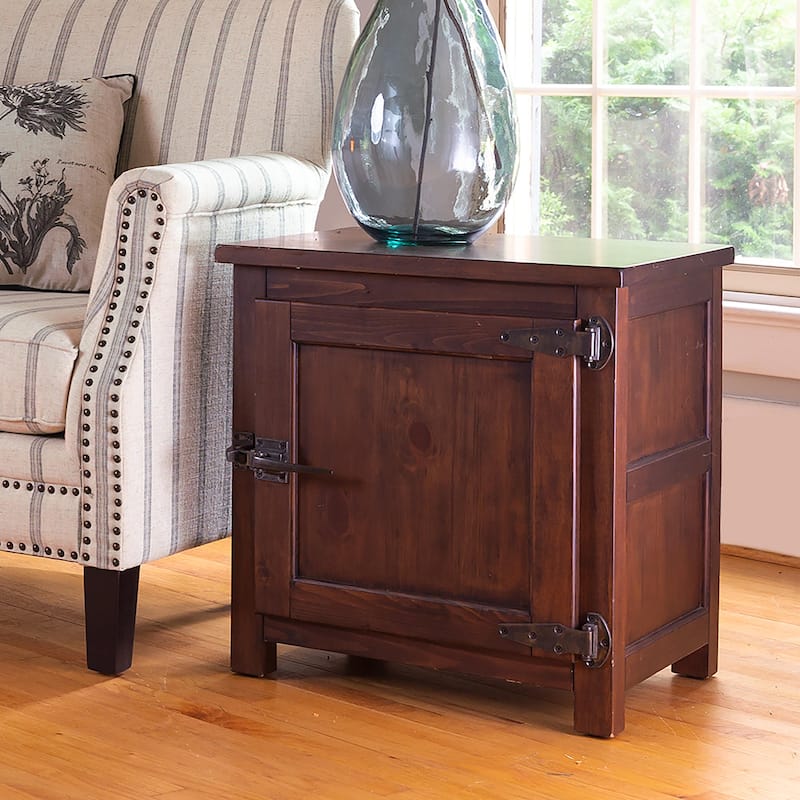 Portland Ice Box Wood Storage Side Table with Replica Hardware - Walnut