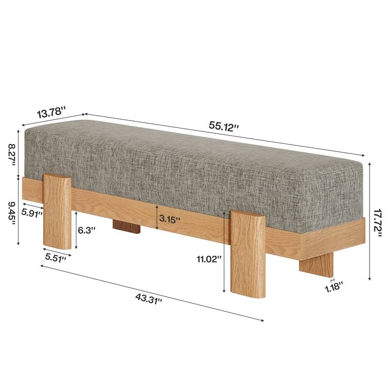 Upholstered Dining Bench, Padded Seat Kitchen Bench, Accent Seat Living/Dining Room Stool