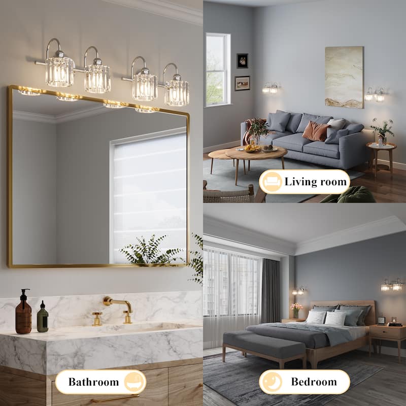 ExBrite Modern Rose Gold Dimmable Bathroom Crystal Vanity Lights