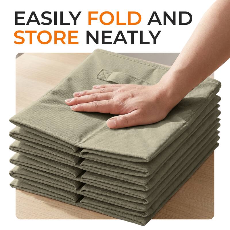 Cheer Collection 6 Pack Fabric Storage Cubes with Dual Handles Collapsible Organizer Bins