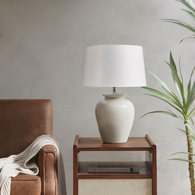 23" Resin Table Lamp with Faux Wood Texture