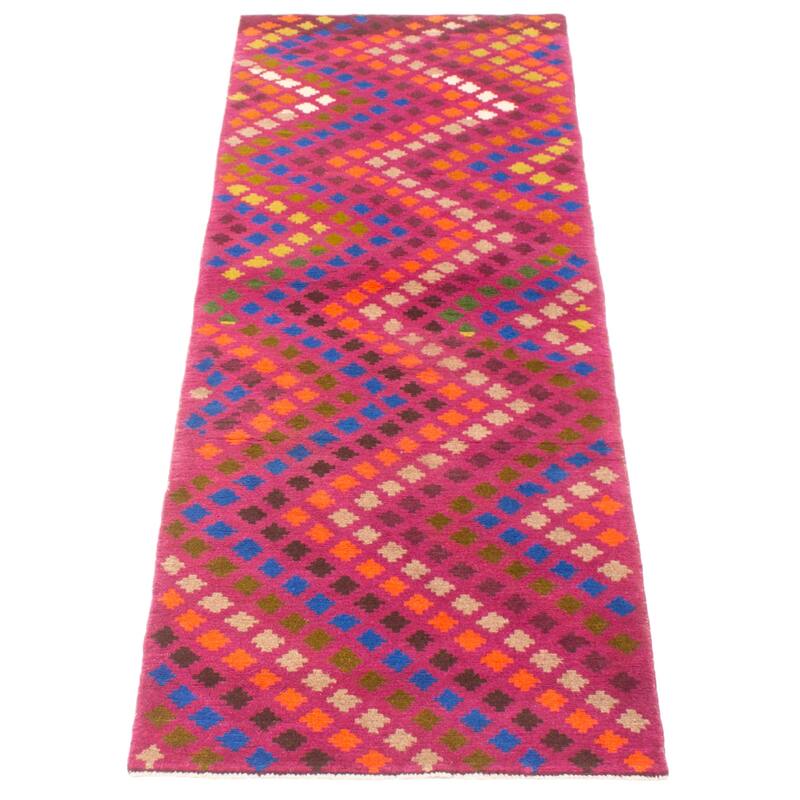 ECARPETGALLERY Hand-knotted Afghan Purple Wool Rug - 2'11 x 8'11