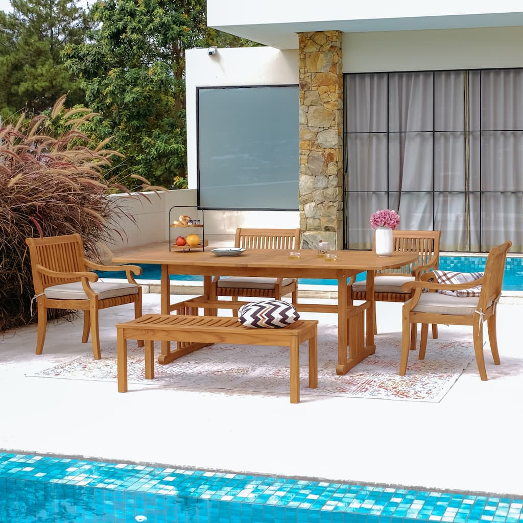 The Cambridge Casual Chara 6-Piece Teak Extendable Outdoor Dining Set