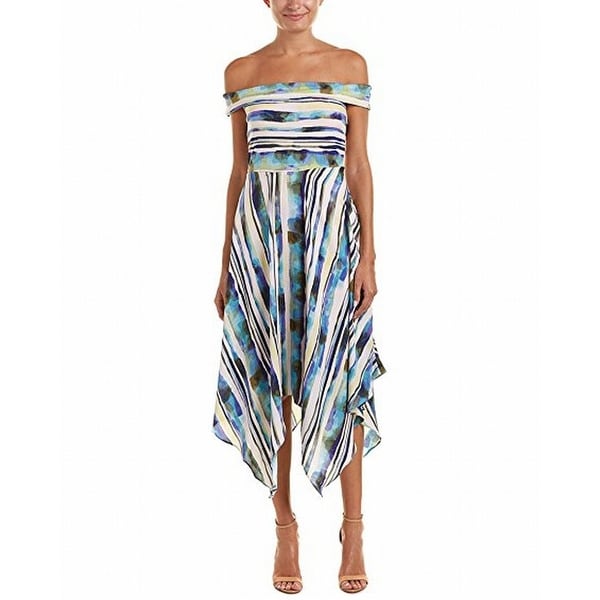 Off Shoulder Handkerchief Hem Dress