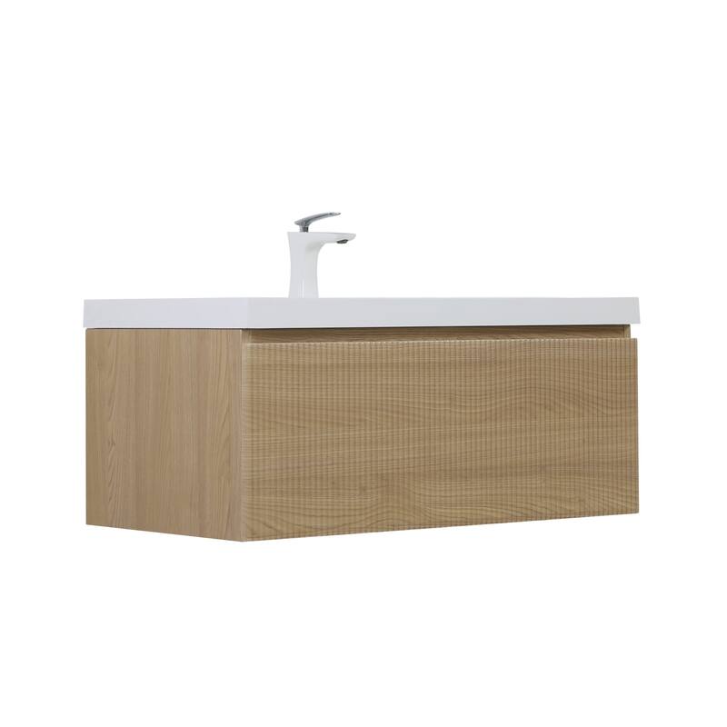 Wall Mounted Bathroom Vanity with Solid Surface Sink
