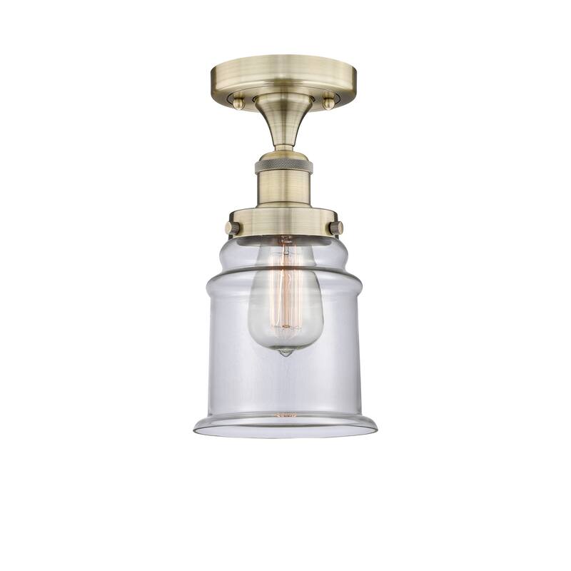 Innovations Lighting Edison Canton - 1 Light 6" Semi-Flush Mount - Antique Brass/Clear