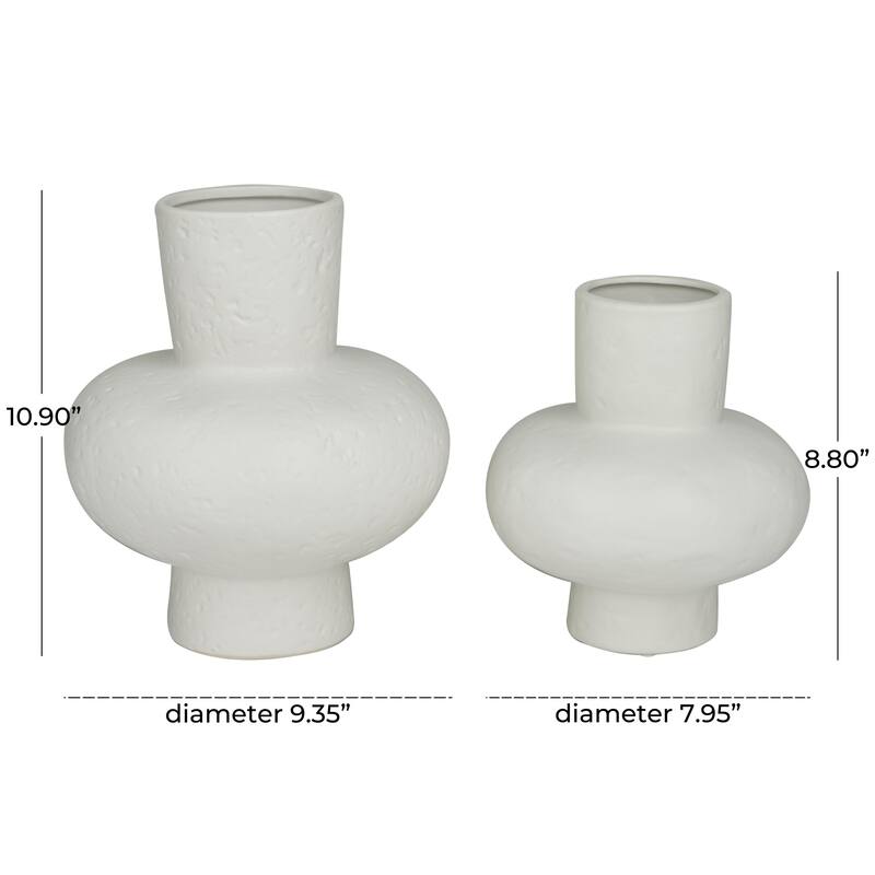 Ceramic Gourd Style Decorative Vase - Set of 2 White or Black - CosmoLiving by Cosmopolitan
