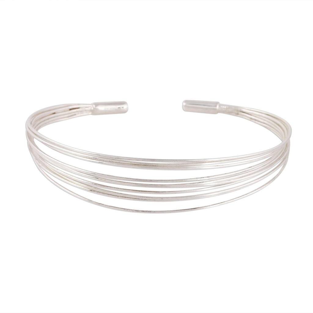 NOVICA Gleaming Delight, Sterling silver cuff bracelet