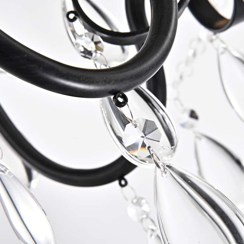 Antique Black 5-Light Candle Style Chandelier with Crystal