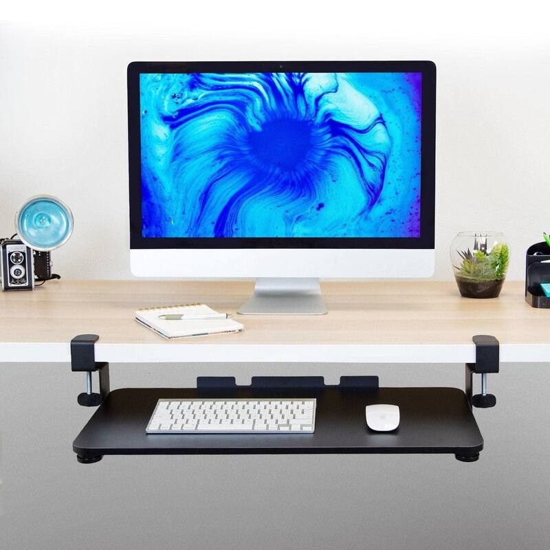 Mount-It! Clamp Keyboard Tray [26.4" x 11.8"] Ergonomic Sliding Under Desk Keyboard and Mouse Platform - Black