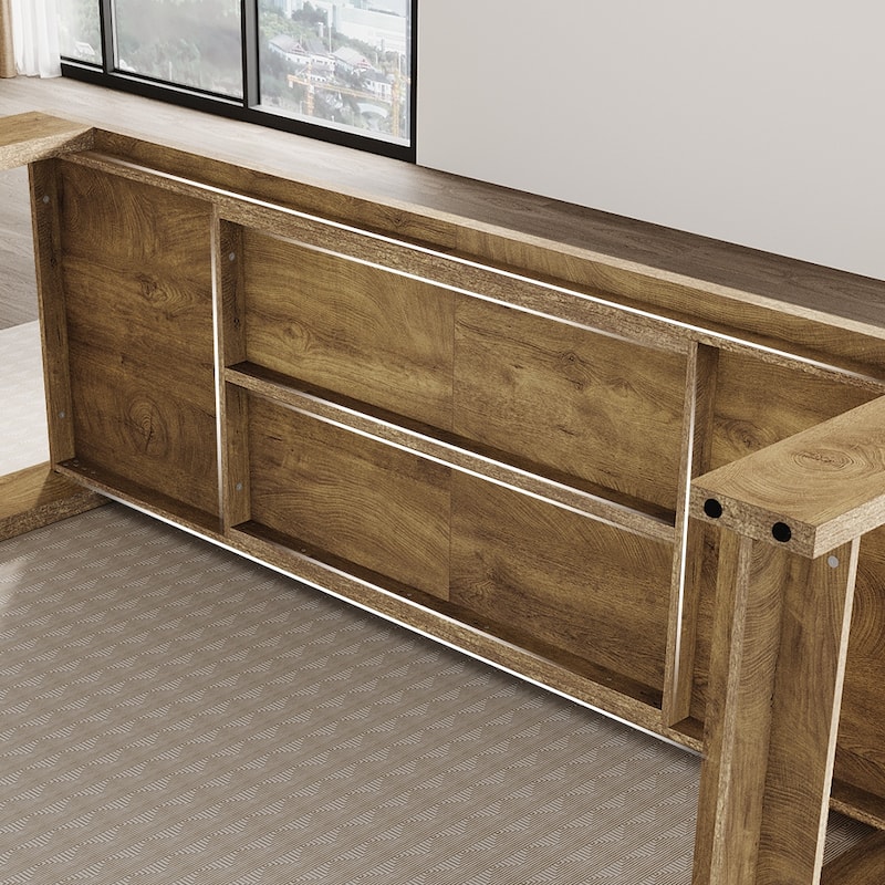 86.61 Inch Extra Long Wood Dining Table Kitchen Table for 6-8