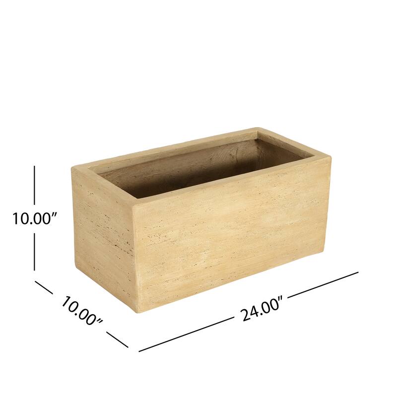 Roomfitters MGO Rectangle Planter Box, Handmade Outdoor Garden Pot for Patio, Balcony & Entryway Plants, Travertine Beige
