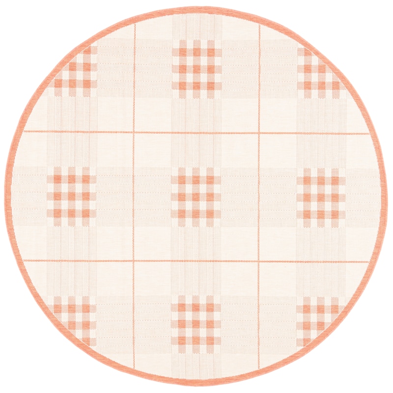 SAFAVIEH Courtyard Jacqui Indoor/ Outdoor Waterproof Patio Backyard Rug - 6'7" Round - Natural/Terra