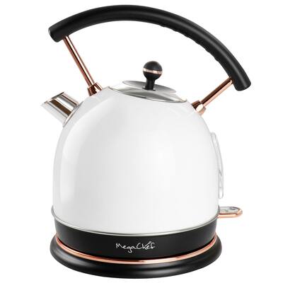 MegaChef 1.8 Liter Half Circle Electric Tea Kettle in White - 1.8 Liter