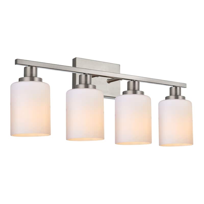 4-Light Bathroom Light Fixtures Brushed Brass 6-Light Bathroom Vanity Light, Bathroom Lights Over Mirror with Milky Glass Shade