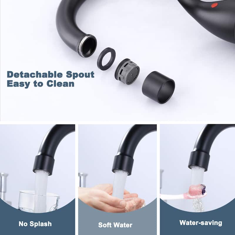 WOWOW 4 in. Centerset Double Handle High Arc Bathroom Faucet