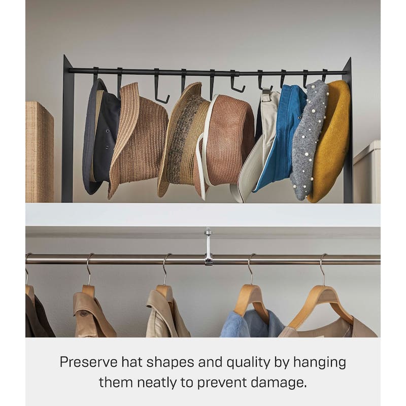 Yamazaki Home Hat Hanging Organizer, Steel, Holds 5.5 lbs, Adjustable - L 5.91 x W 27.56 x H 14.57 inches