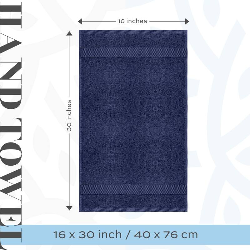 White Classic Luxury Cotton Hand Towel 16x30 - Set of 6