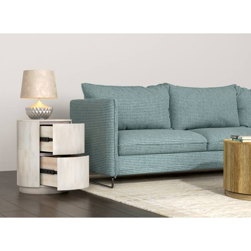 Round 2-Drawer Mango Wood Nightstand - 24" - White