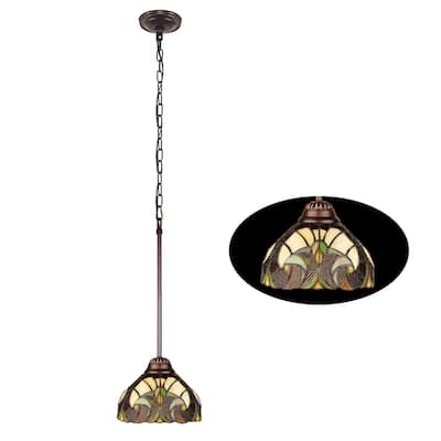 Tiffany Style Victorian Design 1-light Dark Bronze Hanging Pendant - 82 inches high