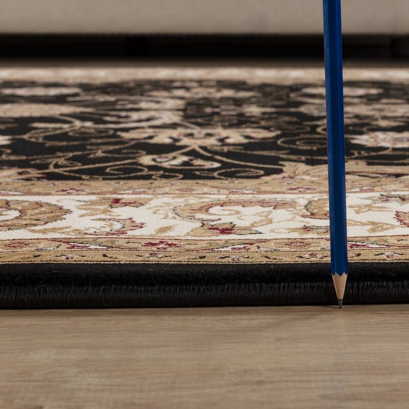 Black 5 ft. 3 in. x 7 ft. 3 in. Luxury Area Rug, 0.43 Pile Height – Sophisticated Warmth for Any Room - 6' x 7'