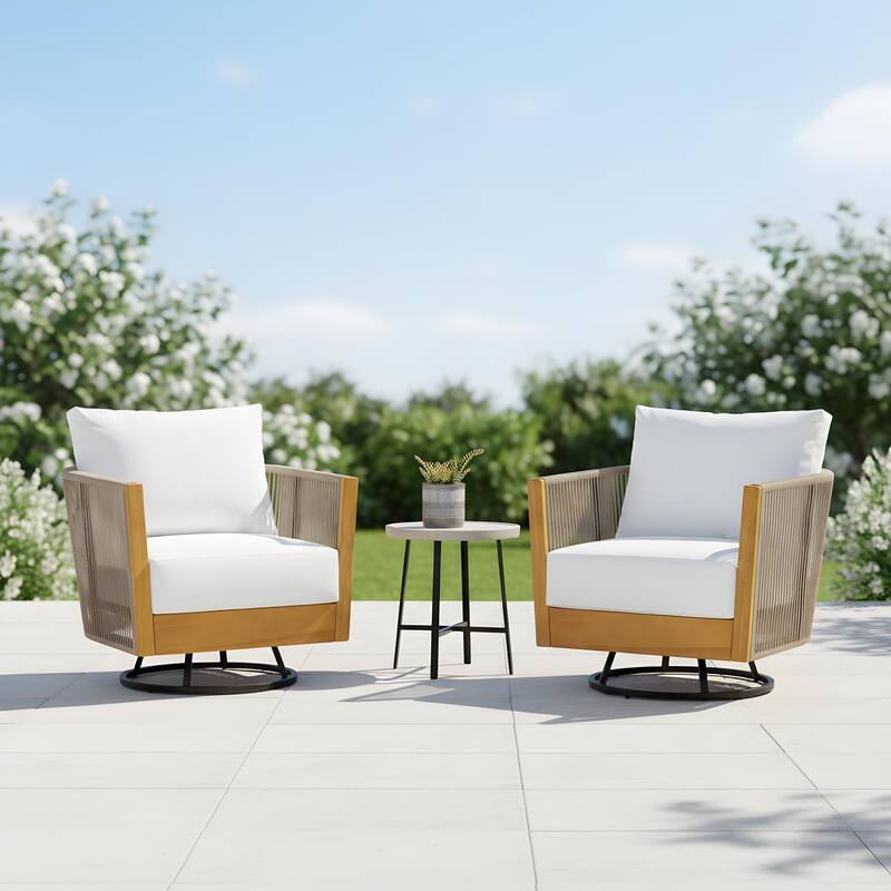 Christopher Knight Home - Modern 3-Piece Outdoor Swivel Chair Set with Side Table