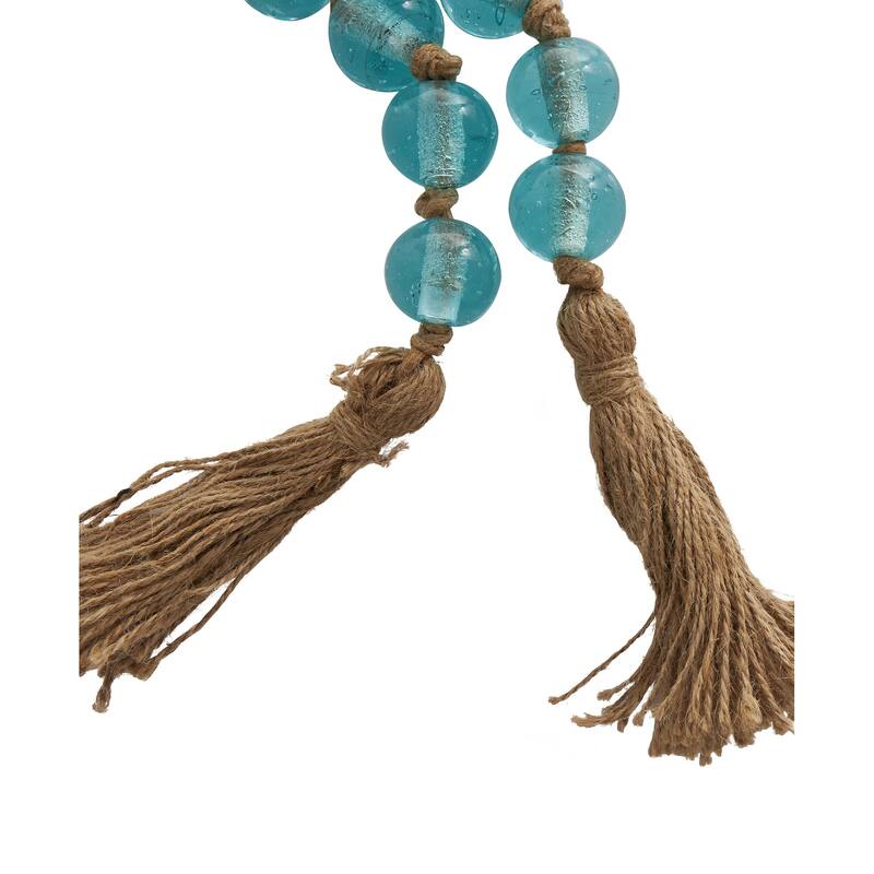 Glass Handmade Round Beaded Garland with Tassel with Knotted Brown Jute - Roche River Decor