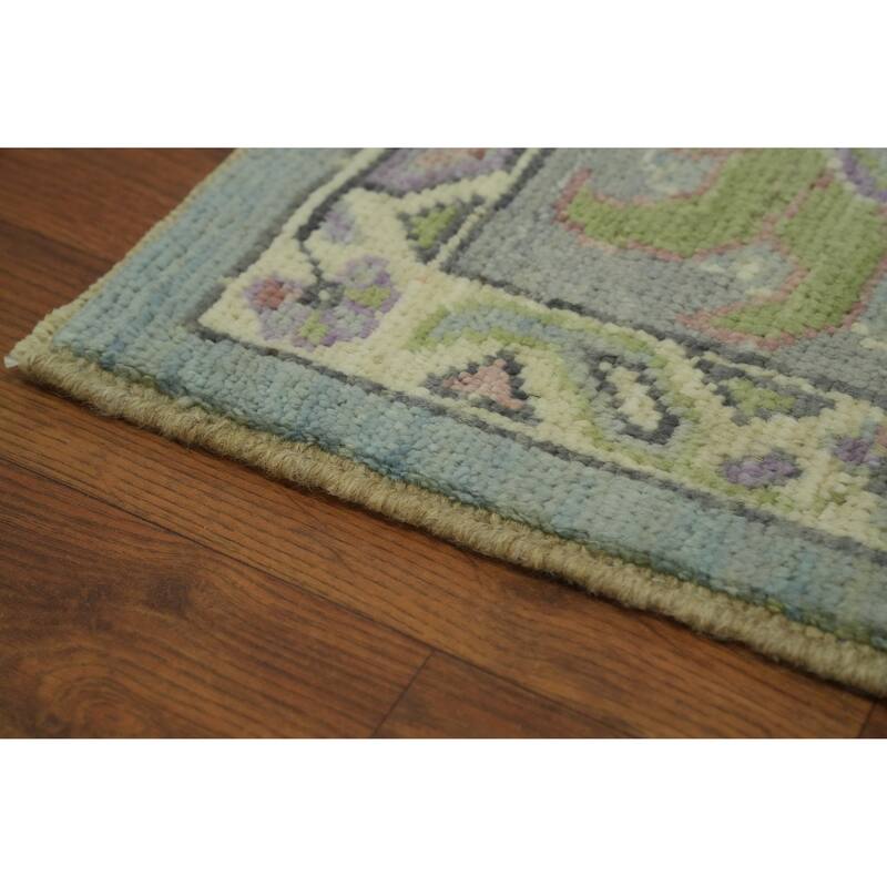 Vegetable Dye Oushak Turkish Area Rug, Medallion Geometric Carpet - 9' 10'' X 8' 2''