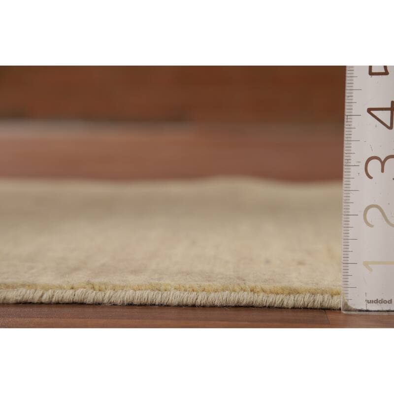 Beige Modern Gabbeh Oriental Runner Rug Handmade Wool Carpet - 2'9"x 8'1"