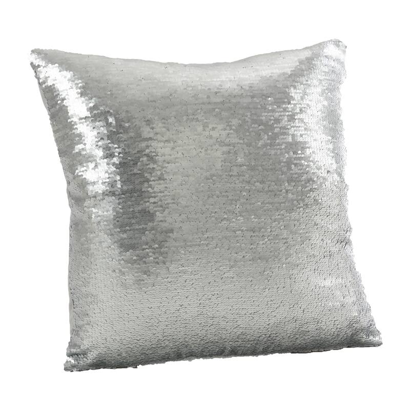 Sirun Collection Sequin Mermaid Design Throw Pillow - 18"x18" - White - Feather Down