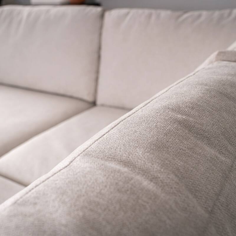 Flex Taupe Fabric 5-Seat Sectional with Narrow Arm and Ottoman - 102" x 35" x 102"