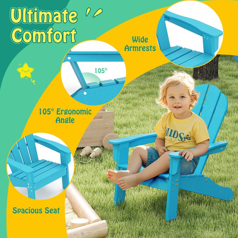 Gymax 2PCS Kid's Adirondack Chair All-Weather HDPE Toddler Lawn Chair