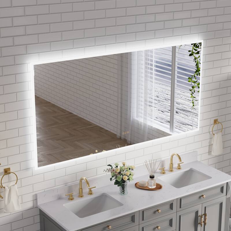 Modern Wall Mounted LED Bathroom Frontlit/Backlit Mirror With PMMA Diffuser