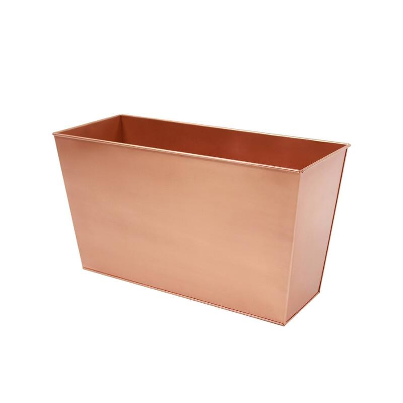 Achla Designs 22" W Rectangle Copper Plated Galvanized Steel Flower Box, Indoor Outdoor Use, Planter, Garden Accent